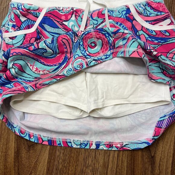 Talbots Skirt Ribbed Waistline Women Whimsical Artsy Print Skort Multicolor Size - Picture 5 of 8